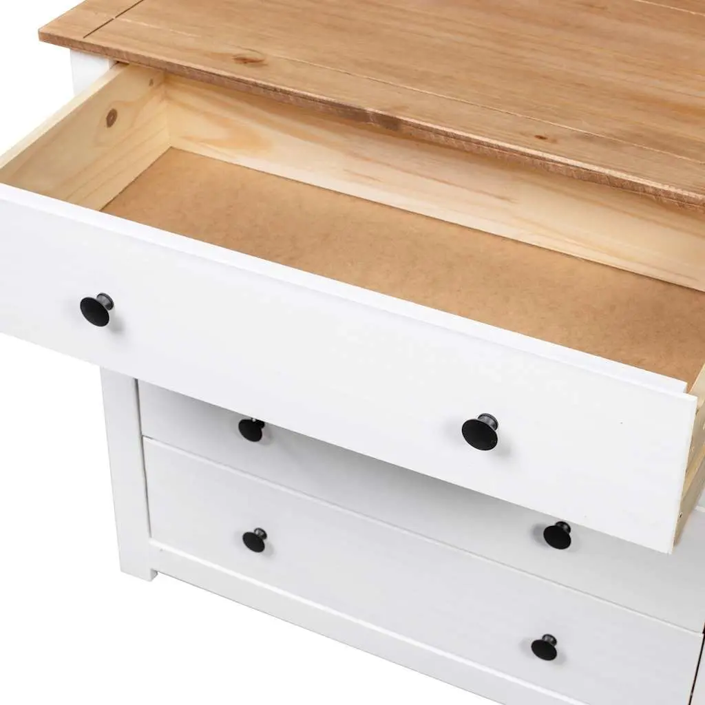 White Pine Side Cabinet 80x40x73cm with 4 Drawers