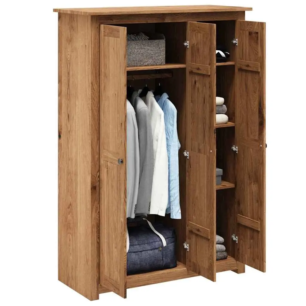 3-Door Wardrobe 118x50x171.5 cm Storage Cabinet Cupboard Bedroom Furniture Brown