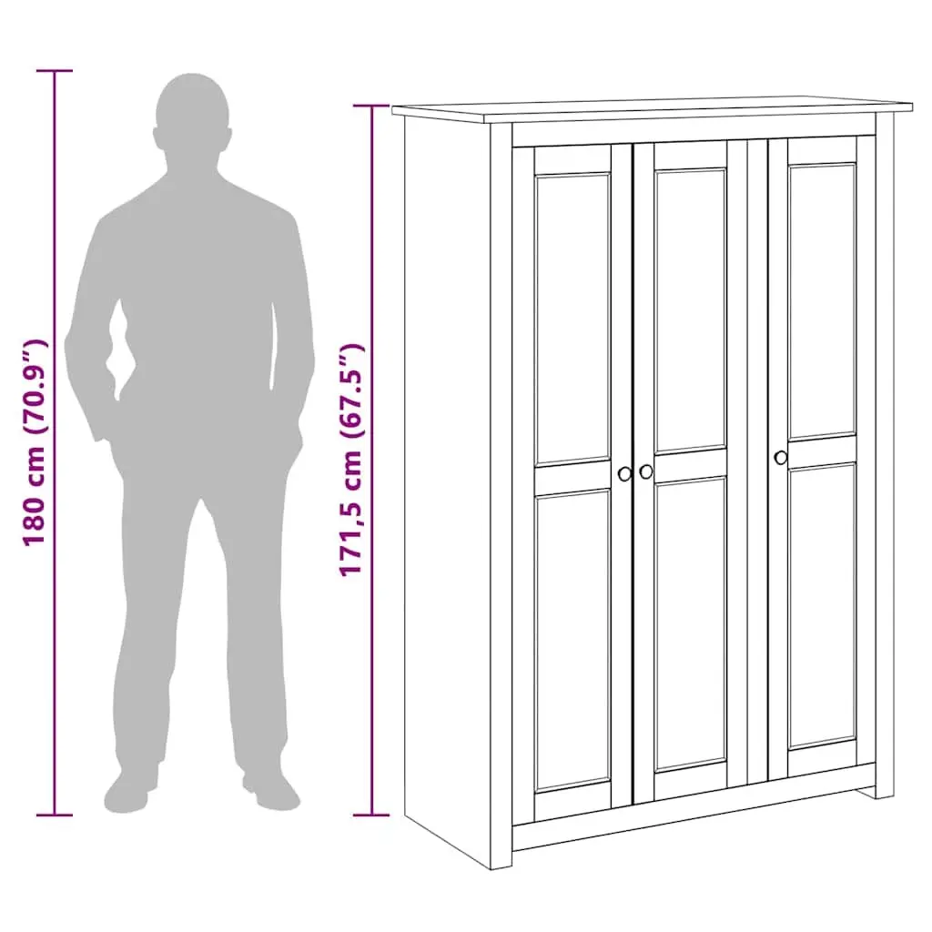 3-Door Wardrobe 118x50x171.5 cm Storage Cabinet Cupboard Bedroom Furniture Brown