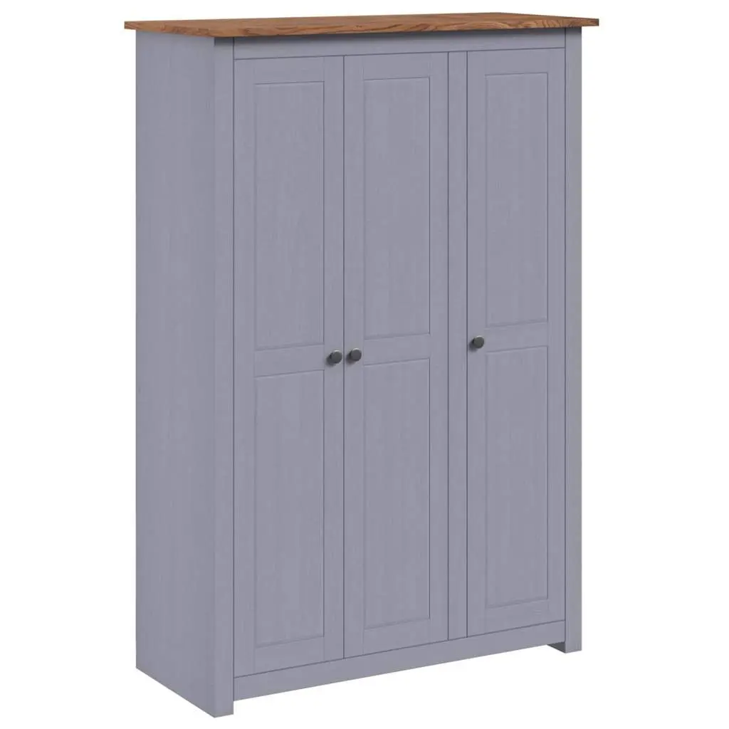 3-Door Wardrobe Grey Storage Cabinet for Bedroom 118W x 50D x 171.5H cm