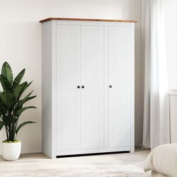 3-Door White Storage Wardrobe: 118 x 50 x 171.5 cm