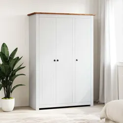 3-Door White Storage Wardrobe: 118 x 50 x 171.5 cm
