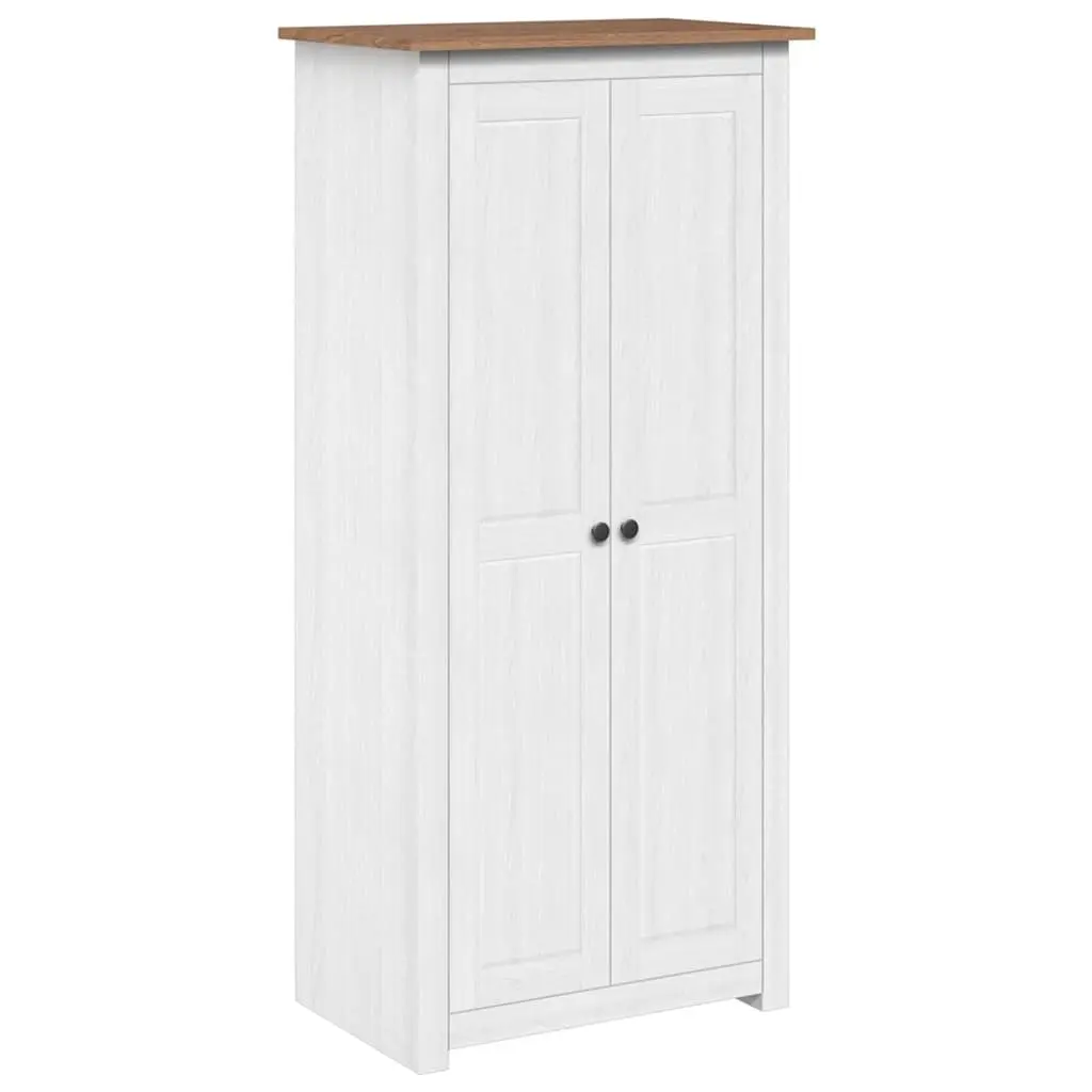 White Wardrobe Solid Pine Storage Cabinet Bedroom Cupboard Hanging Rod Shelf