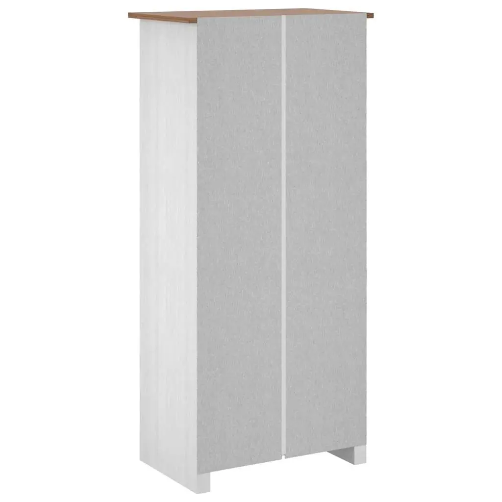 White Wardrobe Solid Pine Storage Cabinet Bedroom Cupboard Hanging Rod Shelf