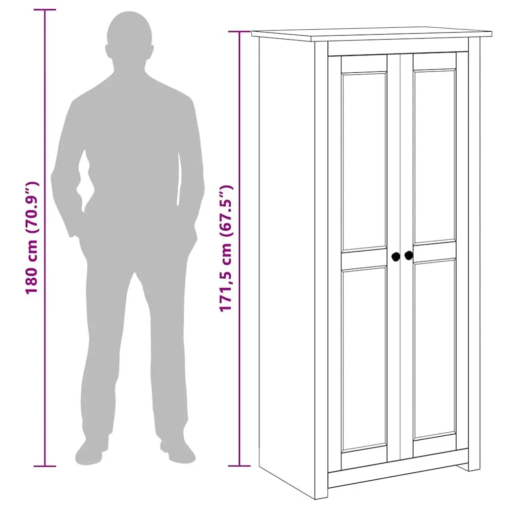 White Wardrobe Solid Pine Storage Cabinet Bedroom Cupboard Hanging Rod Shelf