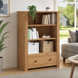 Wooden Bookcase Specifications: 80x35x110 cm, Solid Pine, Brown