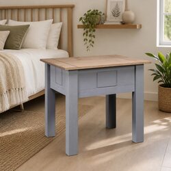 Grey Bedside Table 50.5x50.5x52.5 cm Solid Pinewood