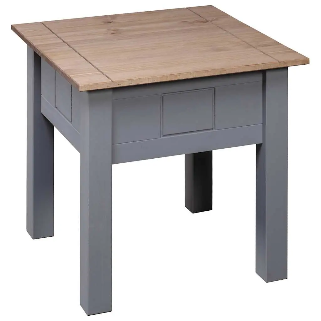 Grey Bedside Table 50.5x50.5x52.5 cm Solid Pinewood