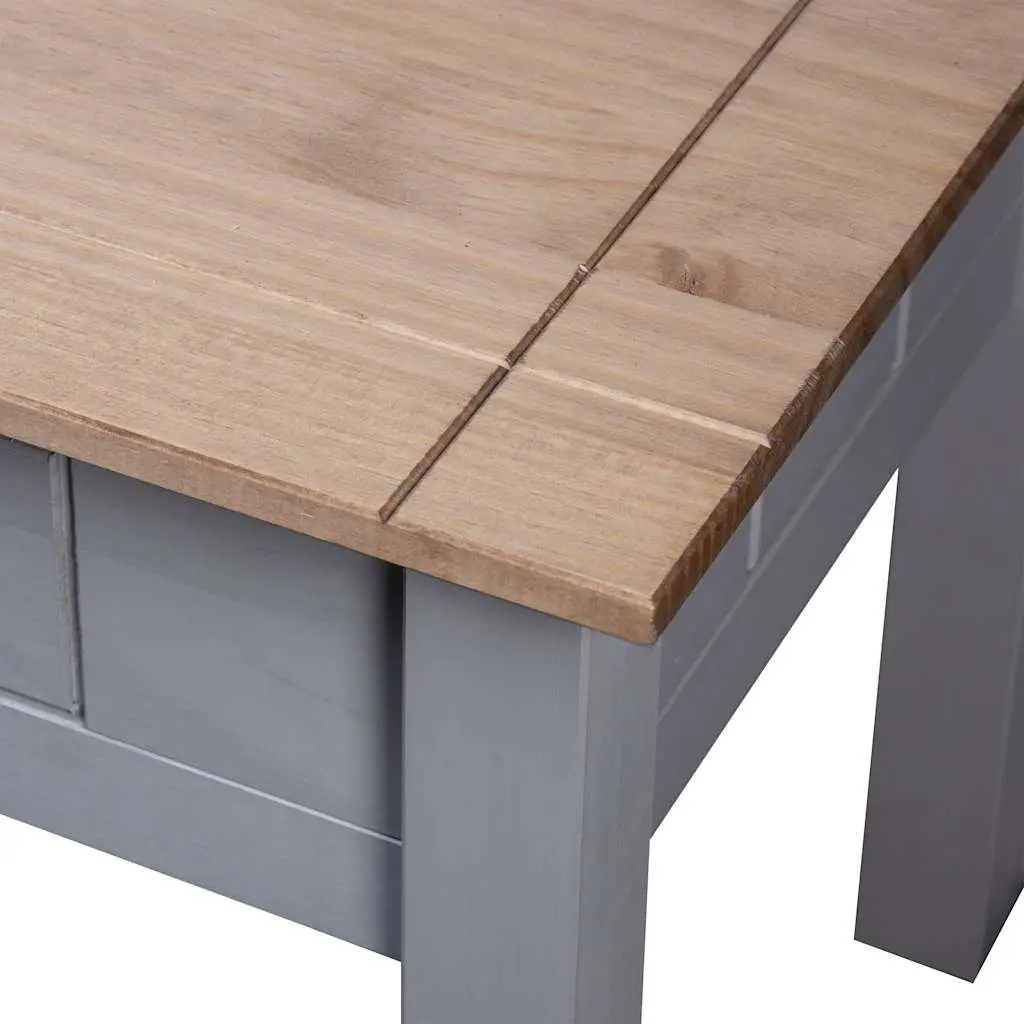 Grey Bedside Table 50.5x50.5x52.5 cm Solid Pinewood