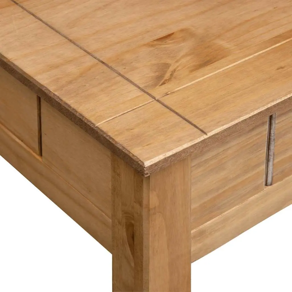 Solid Pine Wood Coffee Table with Drawer Brown Accent Furniture Living Room