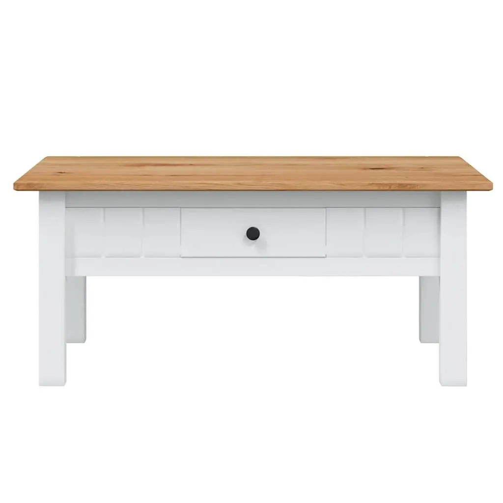 Coffee Table White Solid Pine Wood Drawer Storage Accent Living Room Furniture