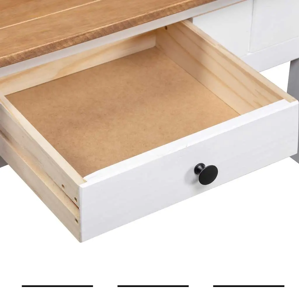 Coffee Table White Solid Pine Wood Drawer Storage Accent Living Room Furniture