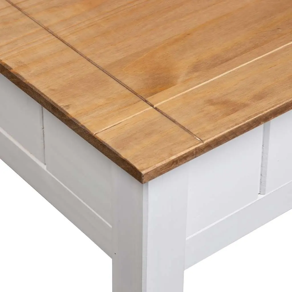 Coffee Table White Solid Pine Wood Drawer Storage Accent Living Room Furniture