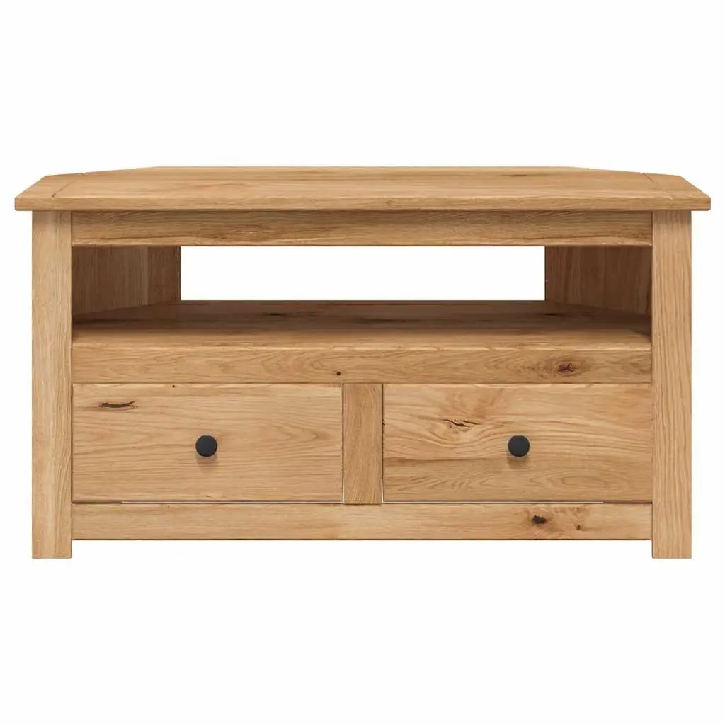 Corner TV Cabinet 93x49x49cm Solid Pinewood Storage Unit with Drawers Brown