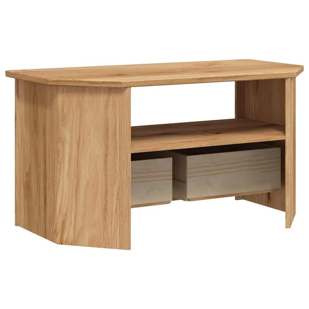 Corner TV Cabinet 93x49x49cm Solid Pinewood Storage Unit with Drawers Brown