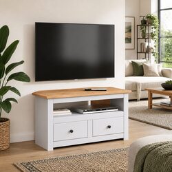 White Corner TV Cabinet - Dimensions 93 x 49 x 49 cm