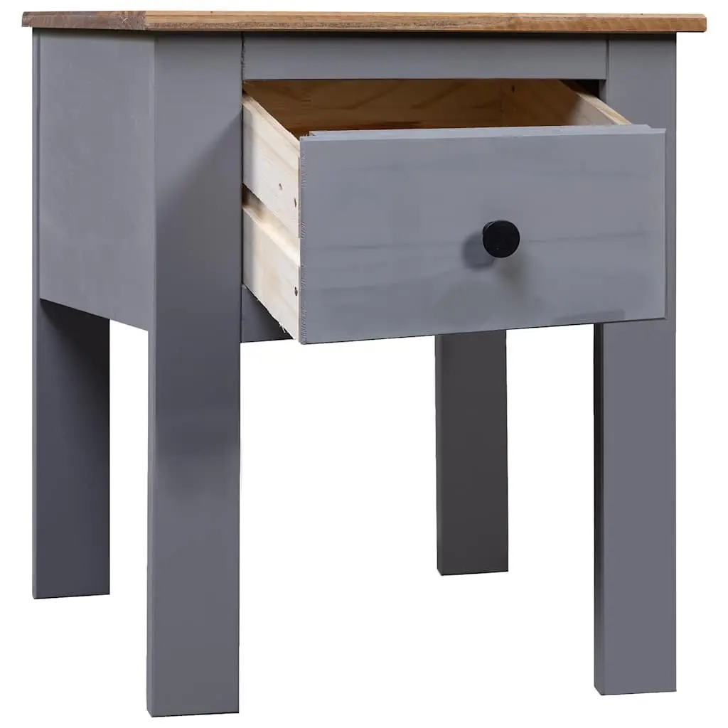 Bedside Table Grey Pine Wood Nightstand Drawer Storage 46x40x57cm