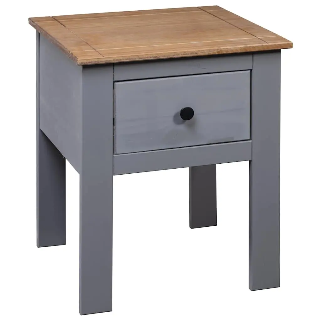 Bedside Table Grey Pine Wood Nightstand Drawer Storage 46x40x57cm