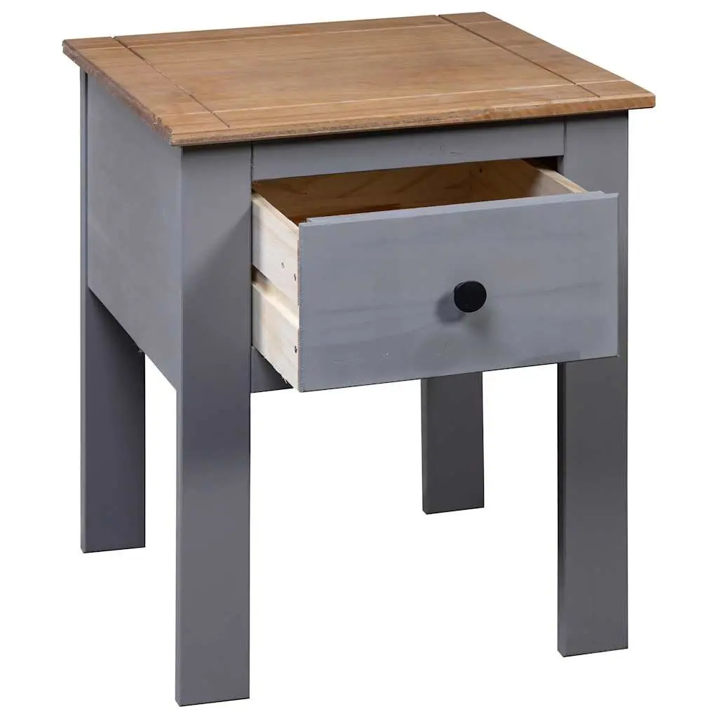 Bedside Table Grey Pine Wood Nightstand Drawer Storage 46x40x57cm
