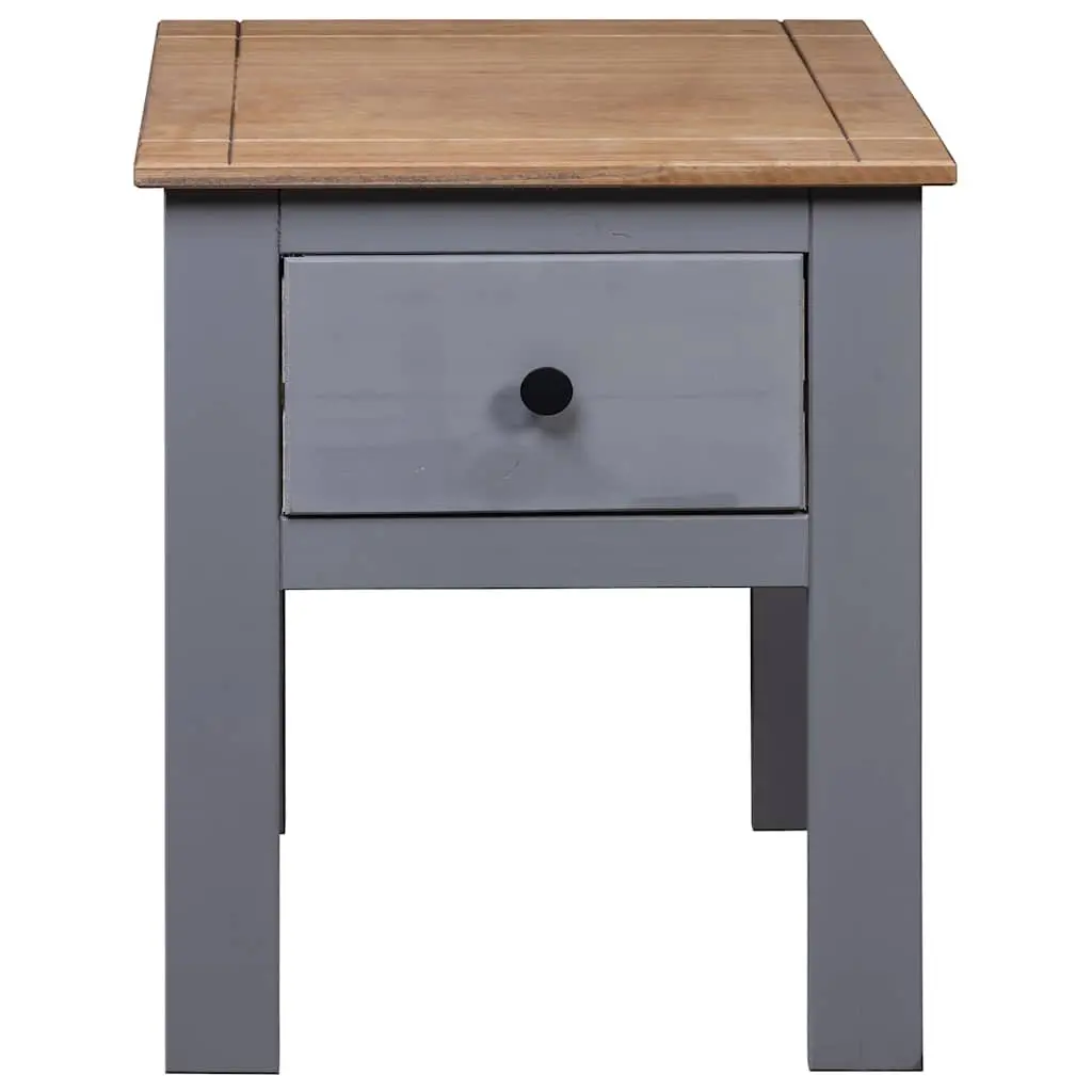 Bedside Table Grey Pine Wood Nightstand Drawer Storage 46x40x57cm