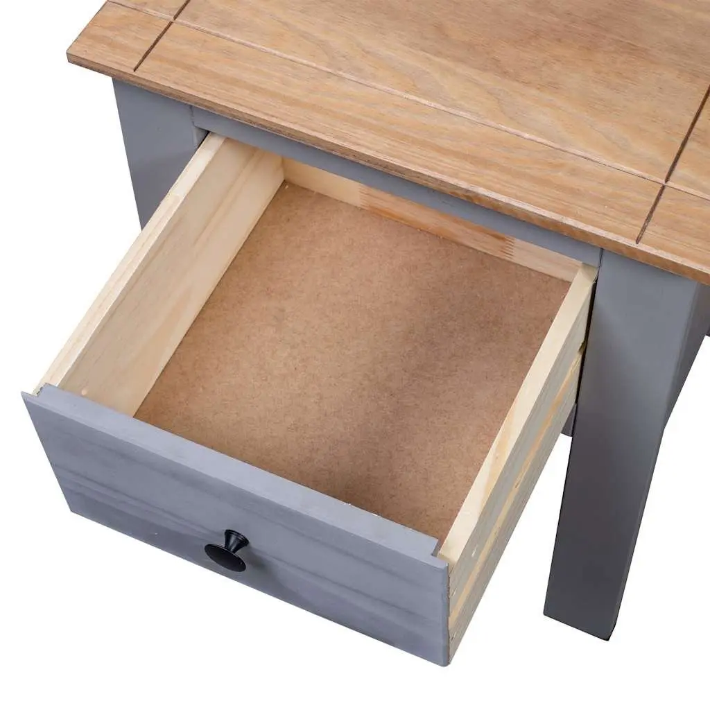 Bedside Table Grey Pine Wood Nightstand Drawer Storage 46x40x57cm