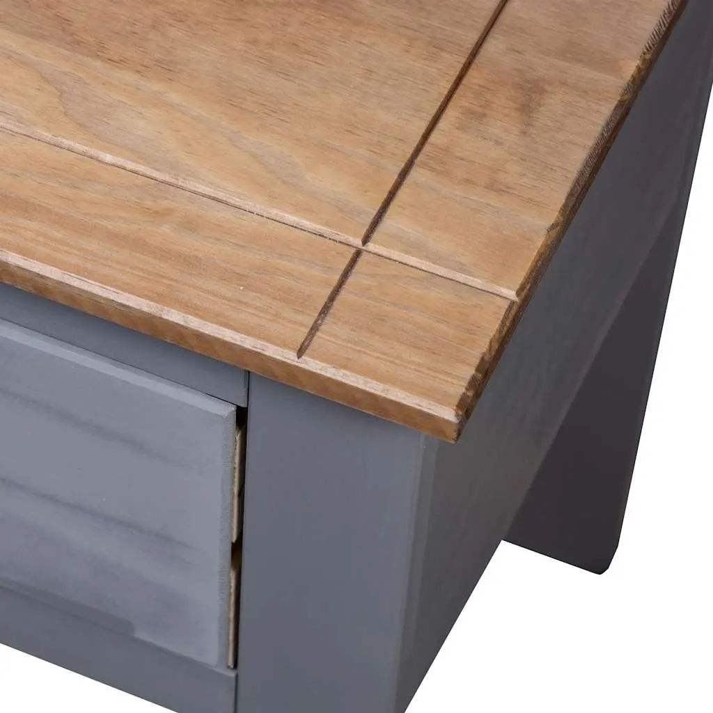 Bedside Table Grey Pine Wood Nightstand Drawer Storage 46x40x57cm