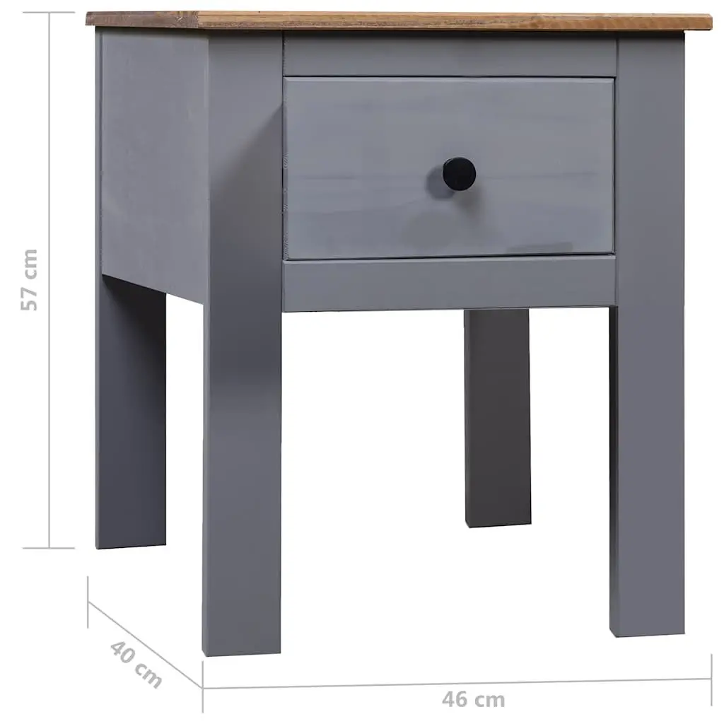 Bedside Table Grey Pine Wood Nightstand Drawer Storage 46x40x57cm