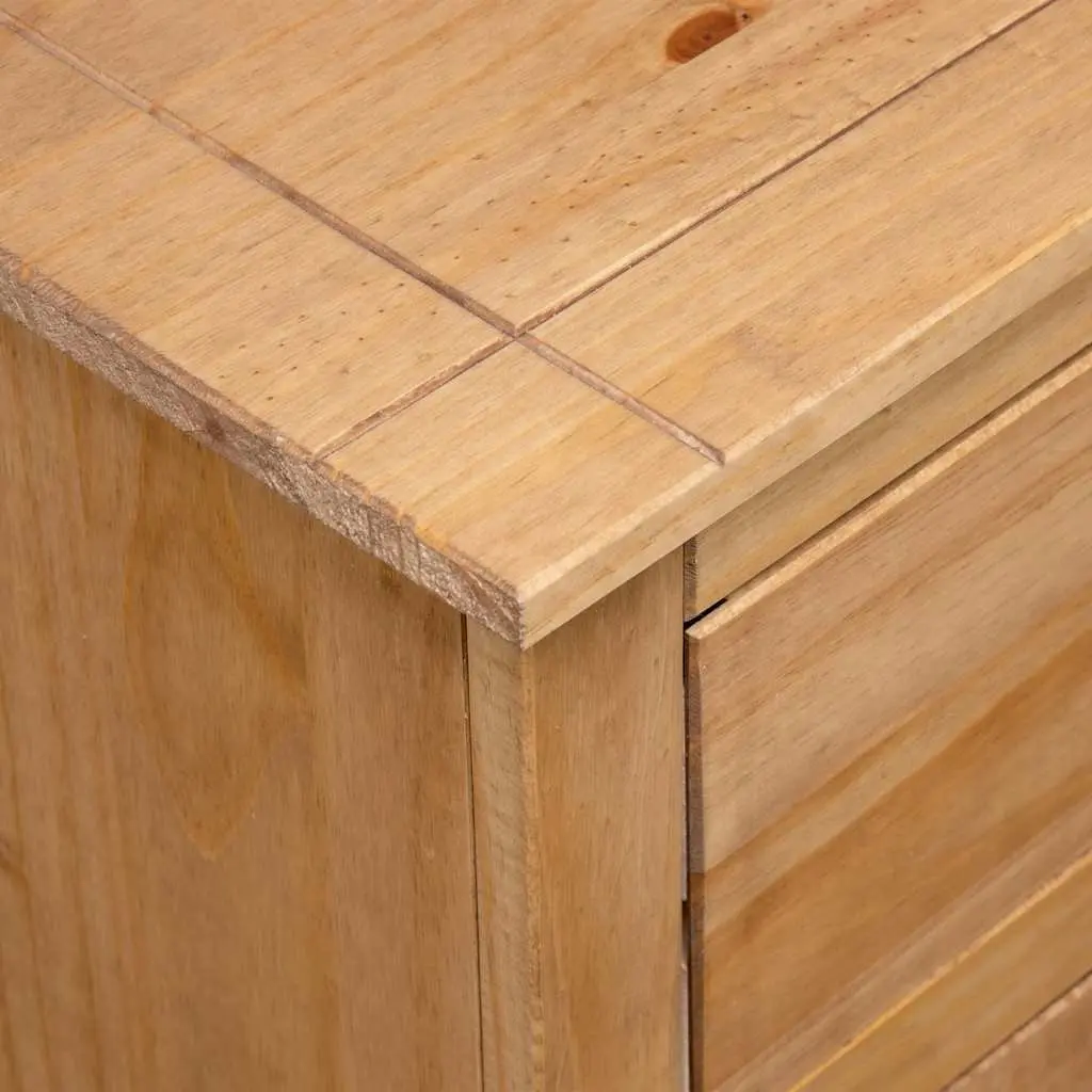 Solid Pinewood Sideboard 93x40x80 cm Brown Storage Cabinet 2 Drawers 2 Doors
