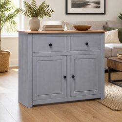 Dimensions 93x40x80 cm Grey Solid Pinewood Sideboard