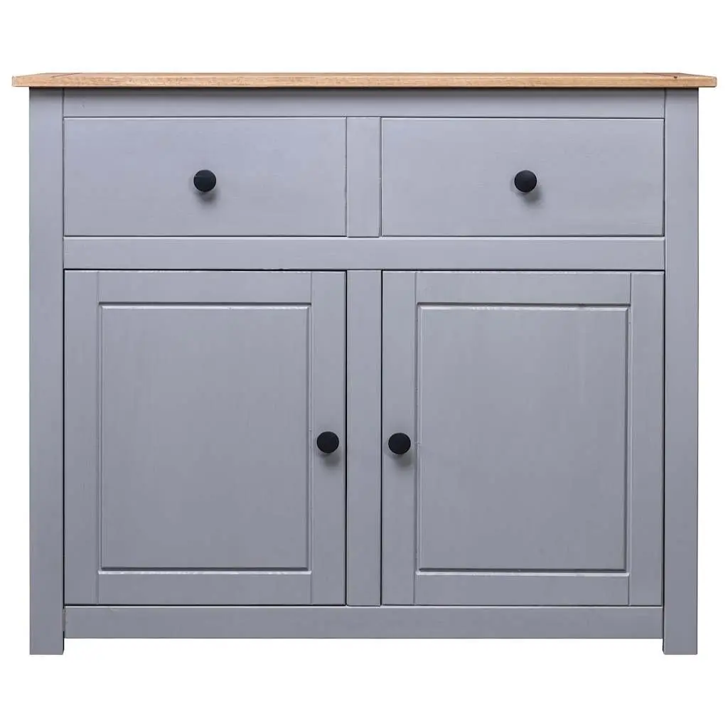 Sideboard Grey 93x40x80 cm Solid Pinewood Storage Cabinet with Drawers Doors