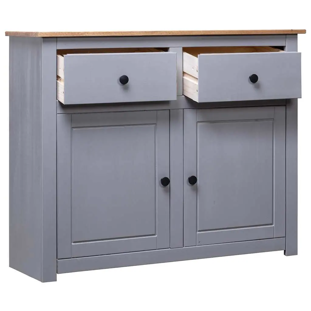 Sideboard Grey 93x40x80 cm Solid Pinewood Storage Cabinet with Drawers Doors