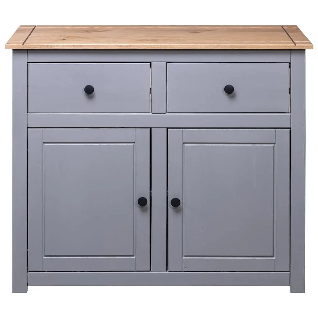 Sideboard Grey 93x40x80 cm Solid Pinewood Storage Cabinet with Drawers Doors