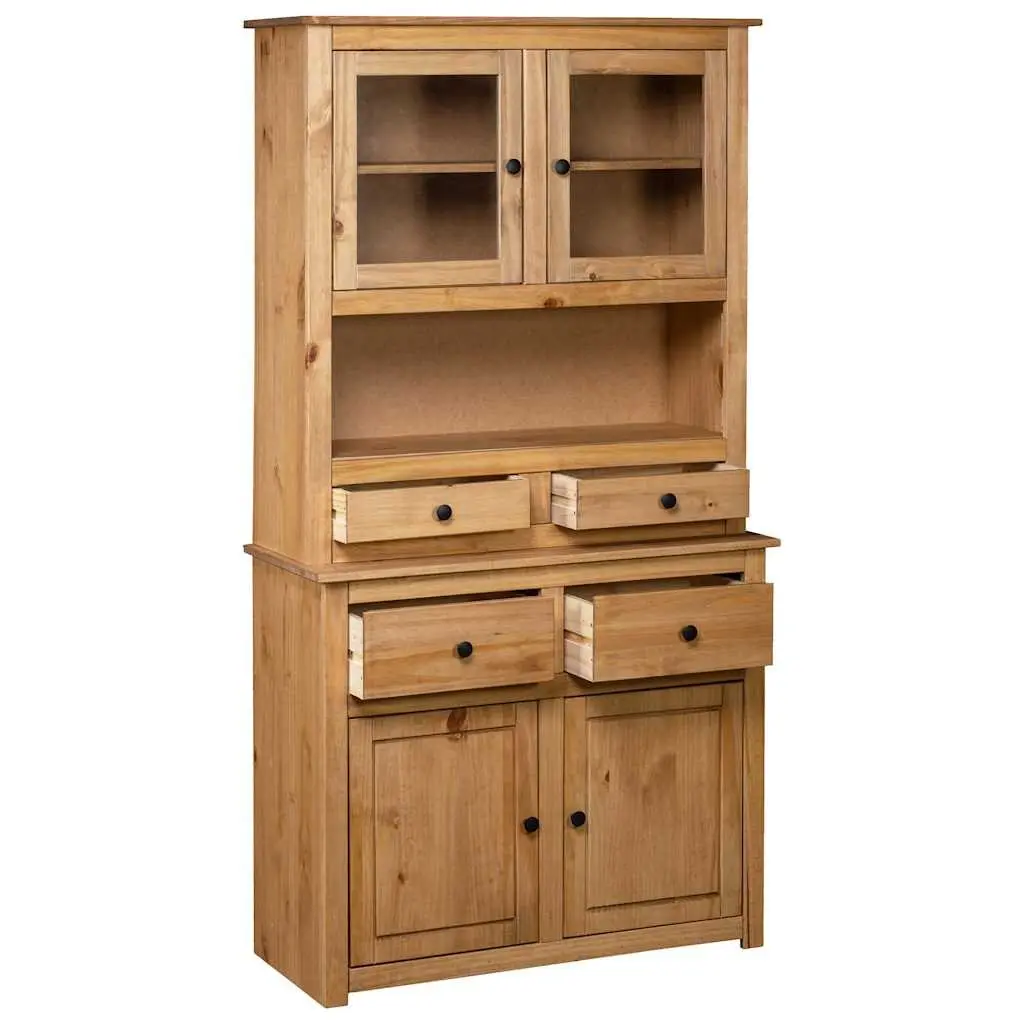 Solid Pine Highboard 93x40.5x180 cm Brown Storage Cabinet Rustic Design