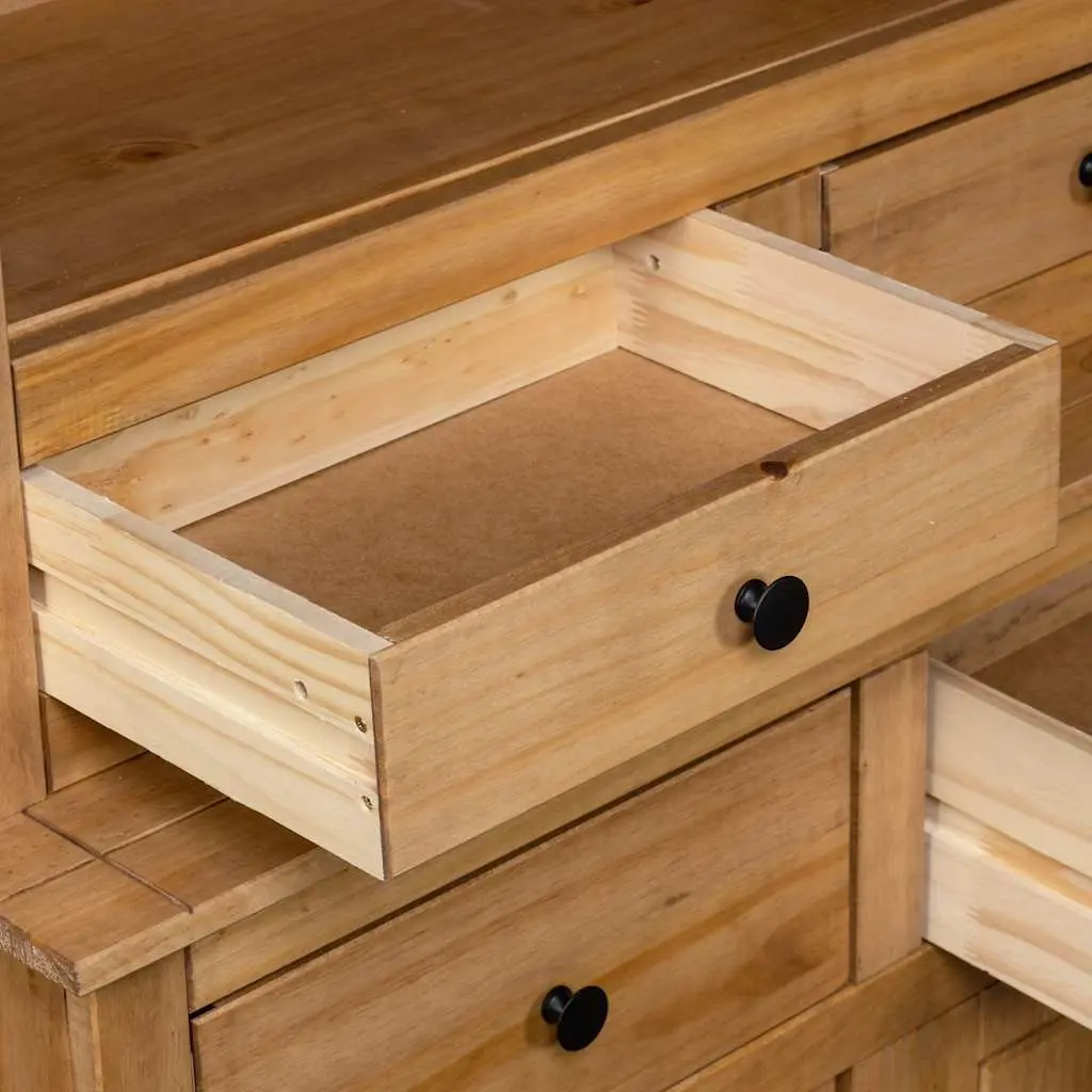 Solid Pine Highboard 93x40.5x180 cm Brown Storage Cabinet Rustic Design