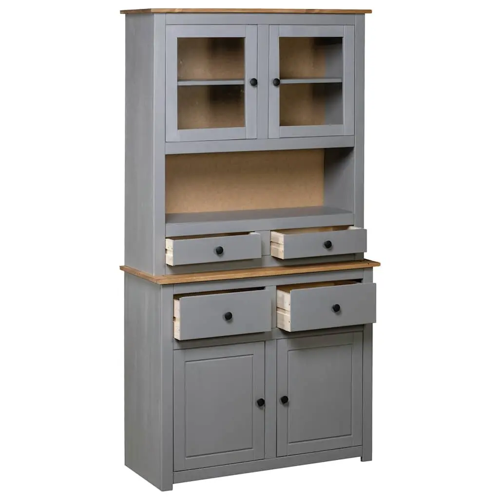 Storage Cabinet Highboard Grey Solid Pine Wood 93x40.5x180cm Bedroom Living Room