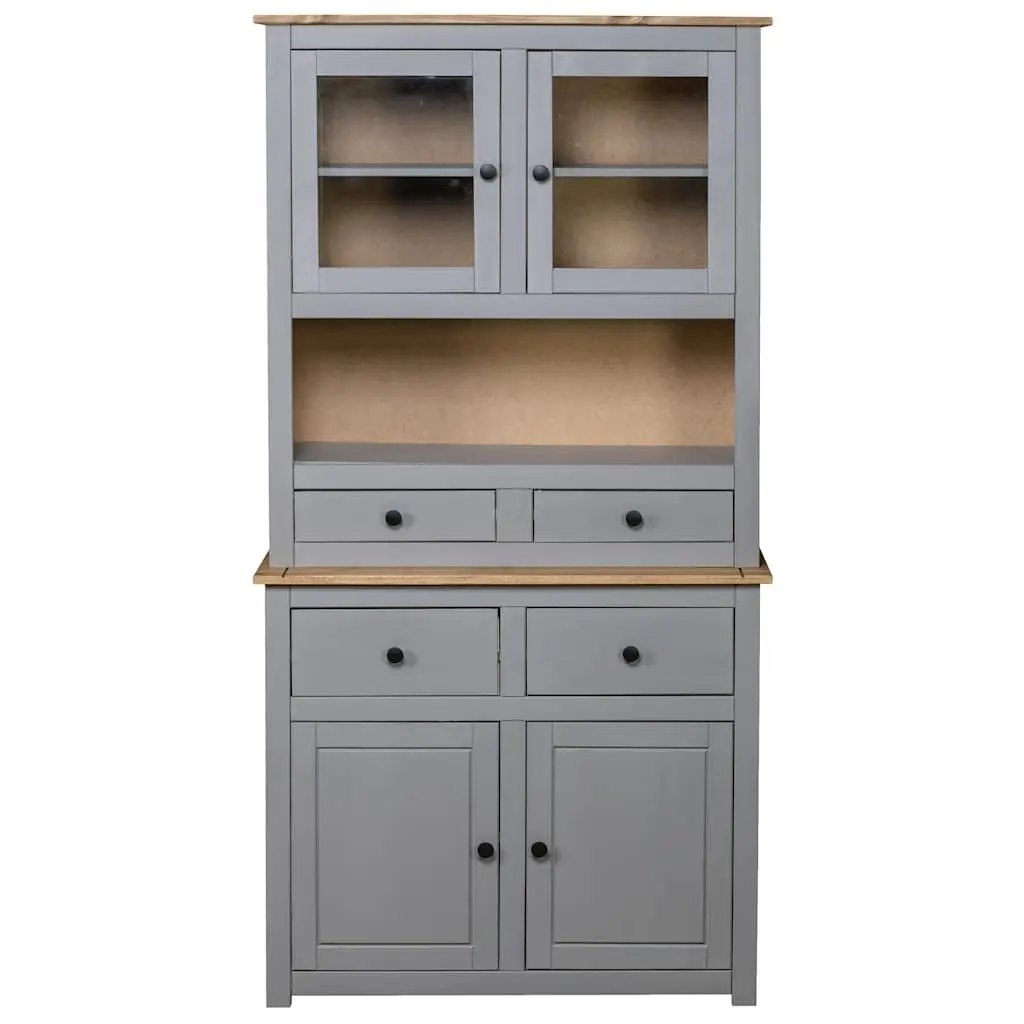 Storage Cabinet Highboard Grey Solid Pine Wood 93x40.5x180cm Bedroom Living Room