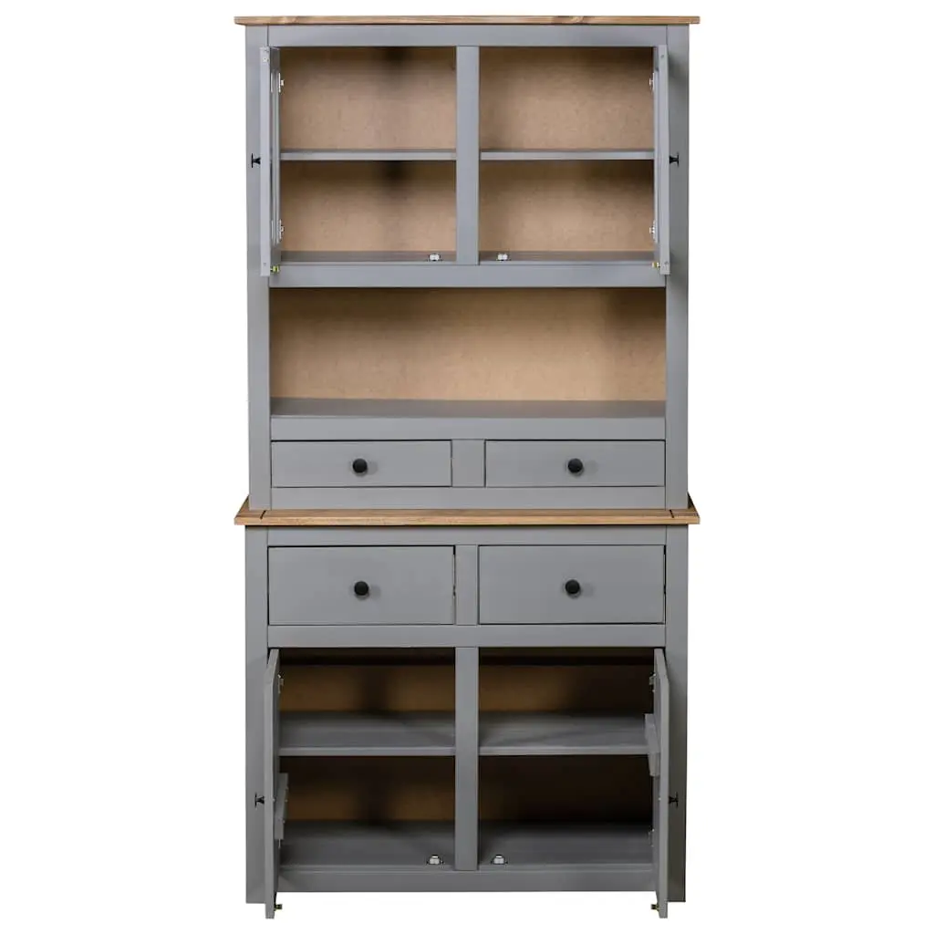 Storage Cabinet Highboard Grey Solid Pine Wood 93x40.5x180cm Bedroom Living Room