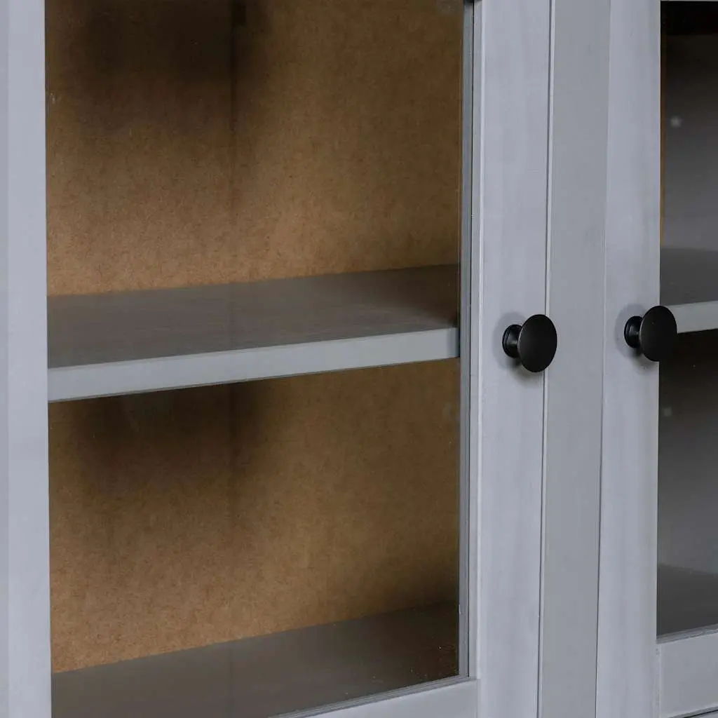 Storage Cabinet Highboard Grey Solid Pine Wood 93x40.5x180cm Bedroom Living Room