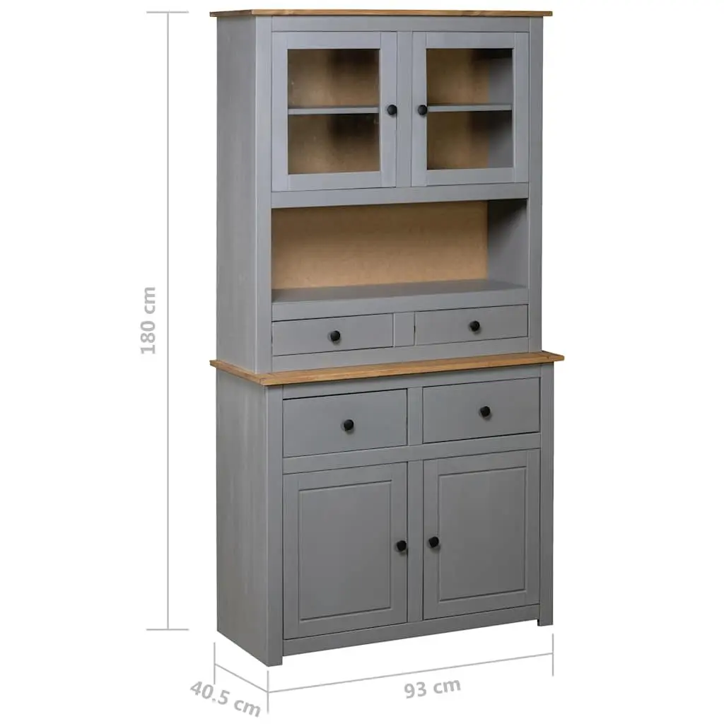 Storage Cabinet Highboard Grey Solid Pine Wood 93x40.5x180cm Bedroom Living Room