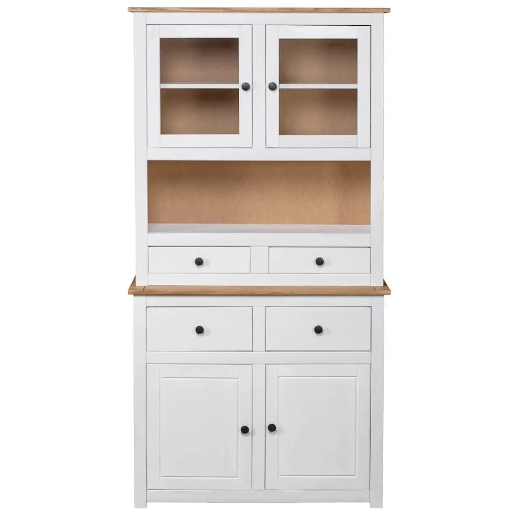 Storage Cabinet Highboard White 93x40.5x180cm Solid Pine Wood Display Unit