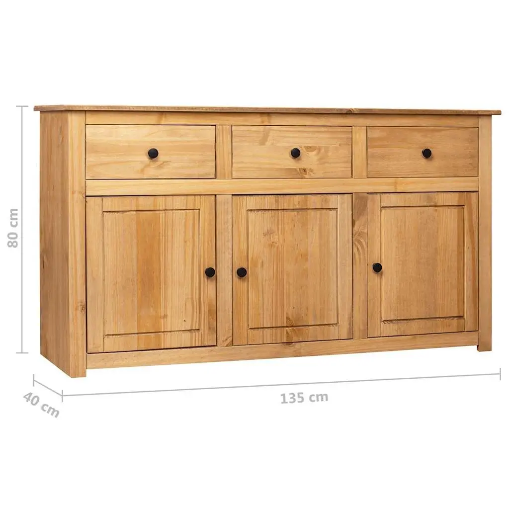 Solid Pinewood Sideboard 135x40x80 cm Brown Storage Cabinet Buffet Chest