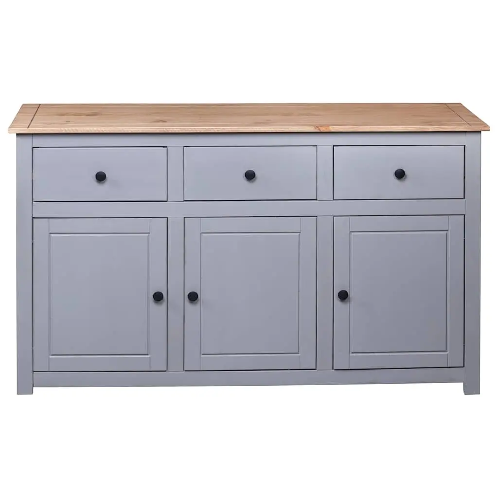 Solid Pinewood Sideboard Grey Storage Cabinet 3 Drawer Buffet Cupboard Display