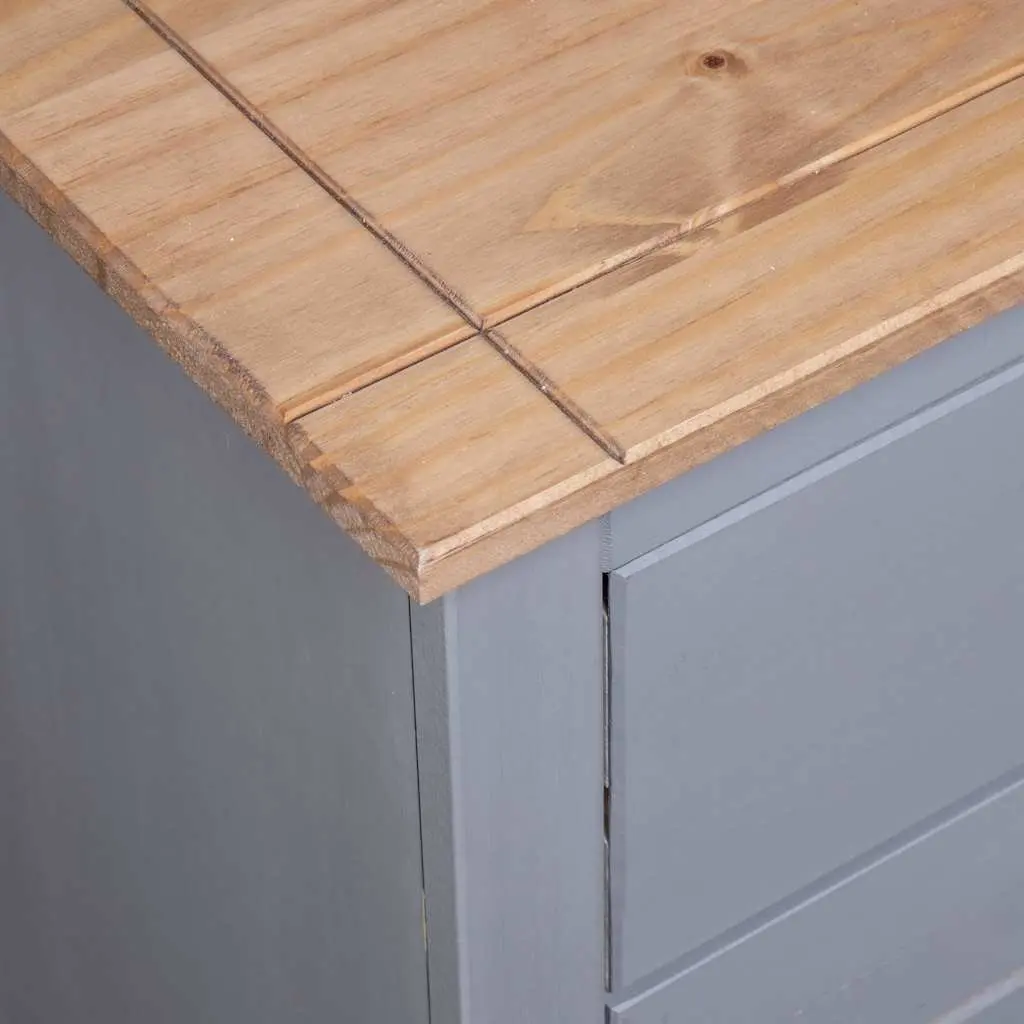 Solid Pinewood Sideboard Grey Storage Cabinet 3 Drawer Buffet Cupboard Display