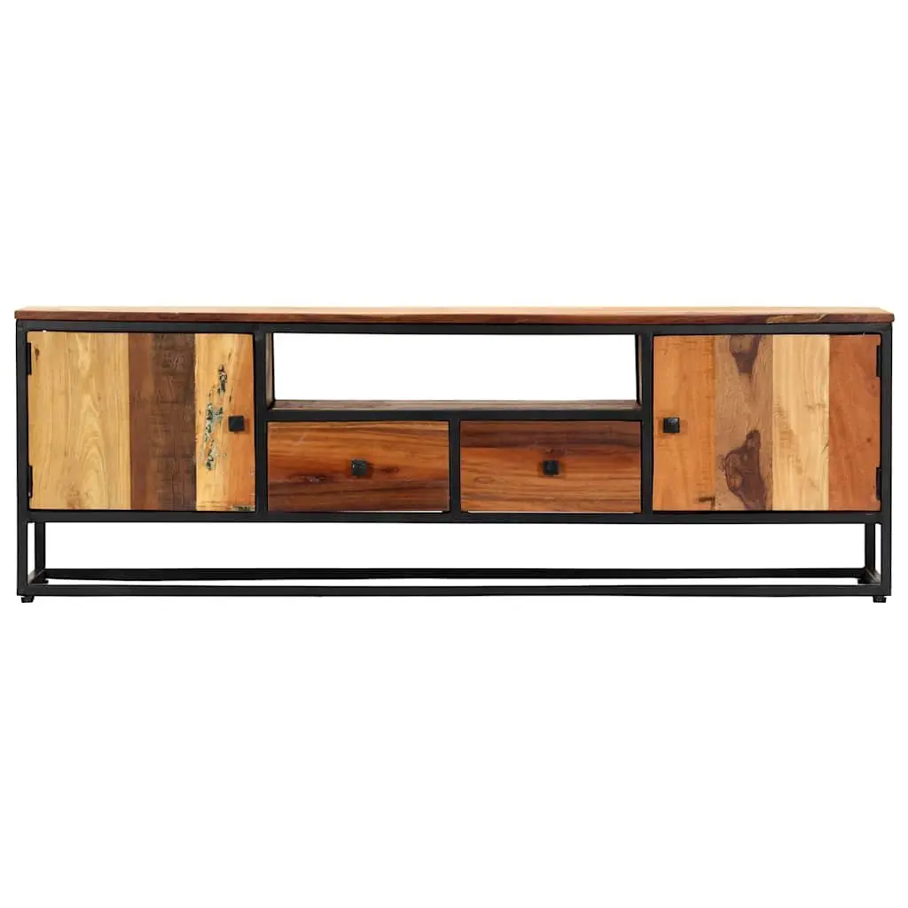 TV Cabinet for Living Room 120x30x40 cm Reclaimed Wood Steel Frame Brown