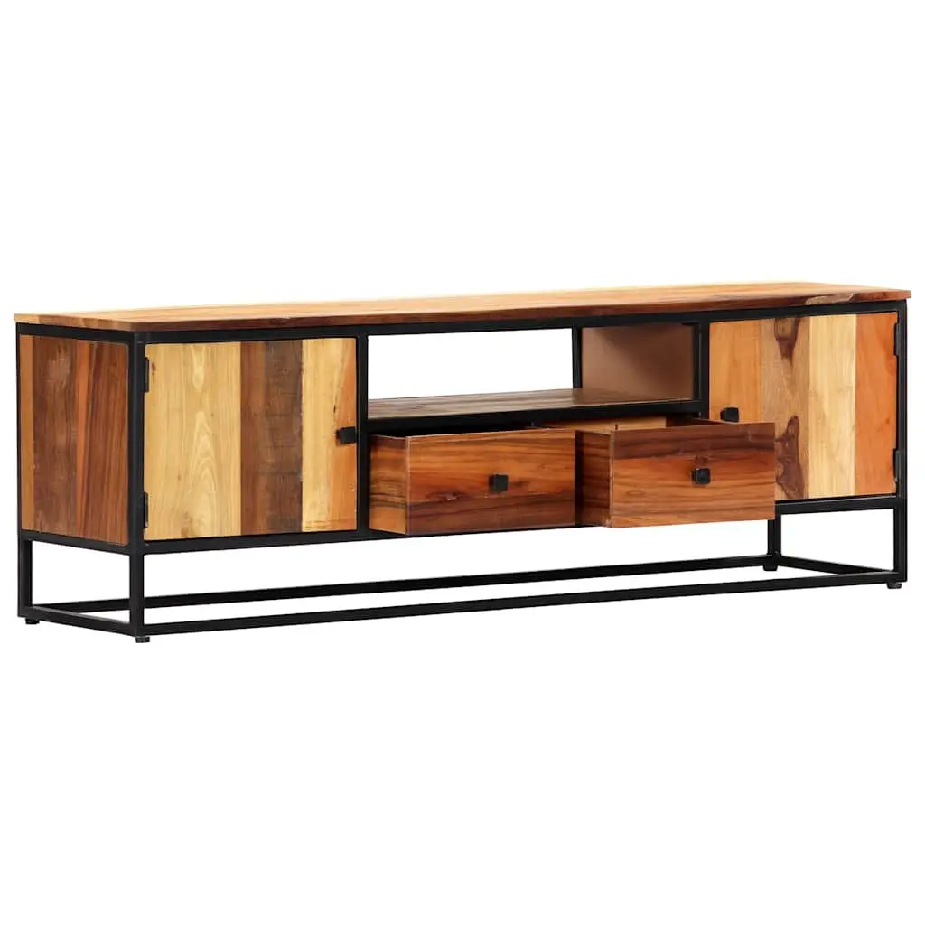 TV Cabinet for Living Room 120x30x40 cm Reclaimed Wood Steel Frame Brown