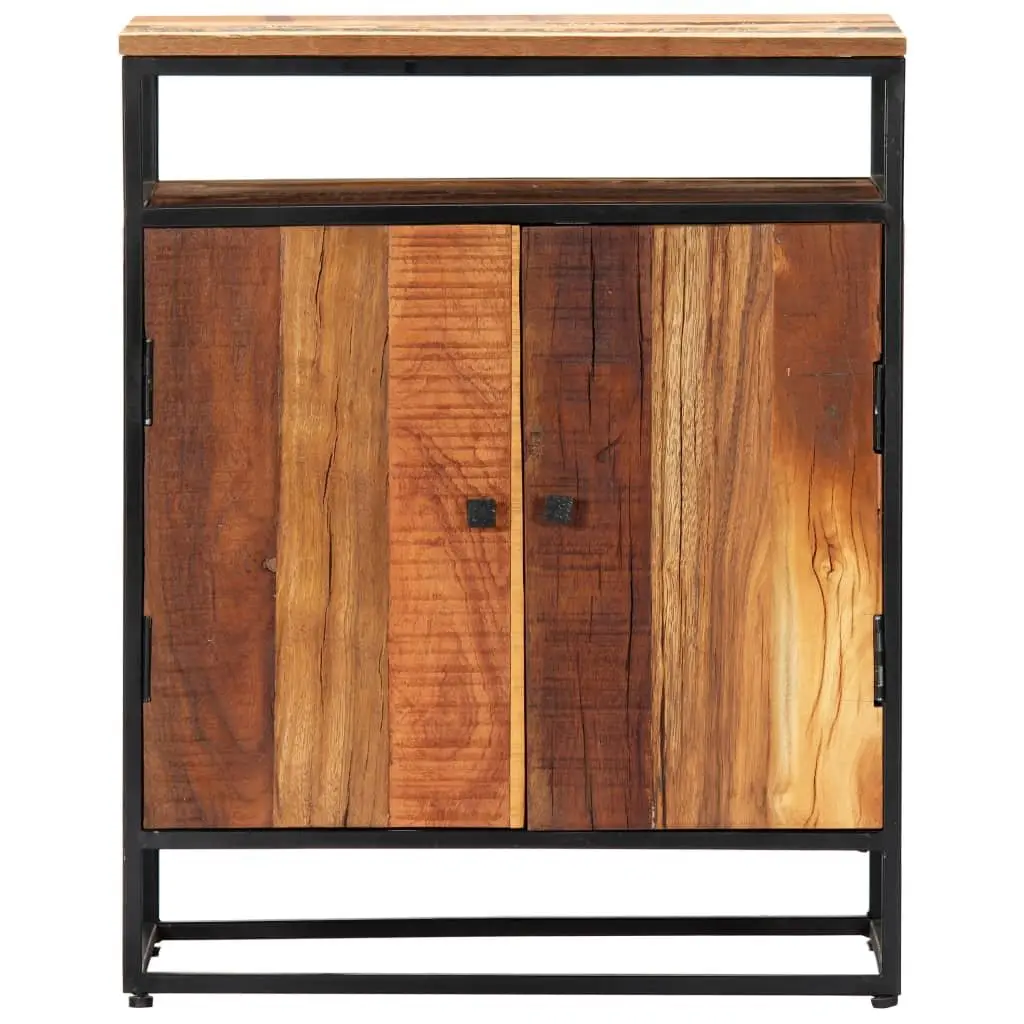 Side Cabinet for Home 60x35x76cm Brown Solid Reclaimed Wood with 2 Doors and Shelf
