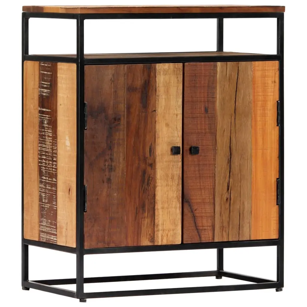 Side Cabinet for Home 60x35x76cm Brown Solid Reclaimed Wood with 2 Doors and Shelf