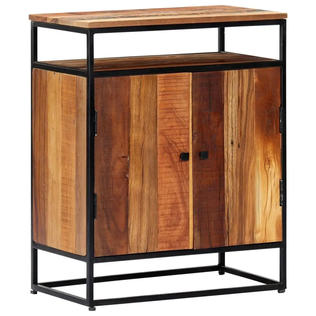 Side Cabinet for Home 60x35x76cm Brown Solid Reclaimed Wood with 2 Doors and Shelf