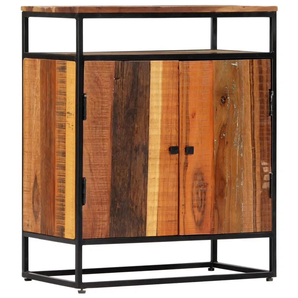 Side Cabinet for Home 60x35x76cm Brown Solid Reclaimed Wood with 2 Doors and Shelf