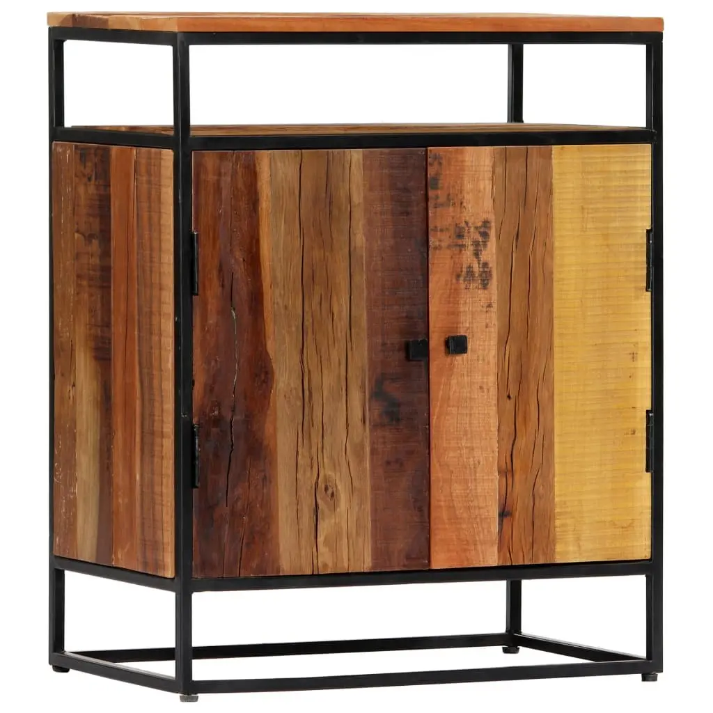 Side Cabinet for Home 60x35x76cm Brown Solid Reclaimed Wood with 2 Doors and Shelf
